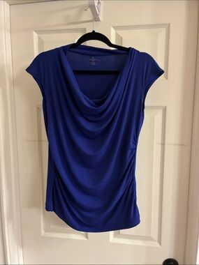 Worthington Cowl-Neck Draped Top in Royal Blue